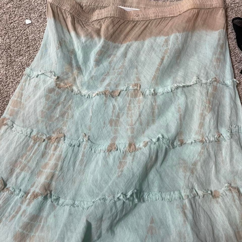 blue and brown ombré maxi skirt with faux tiered detailing - Picture 4 of 7
